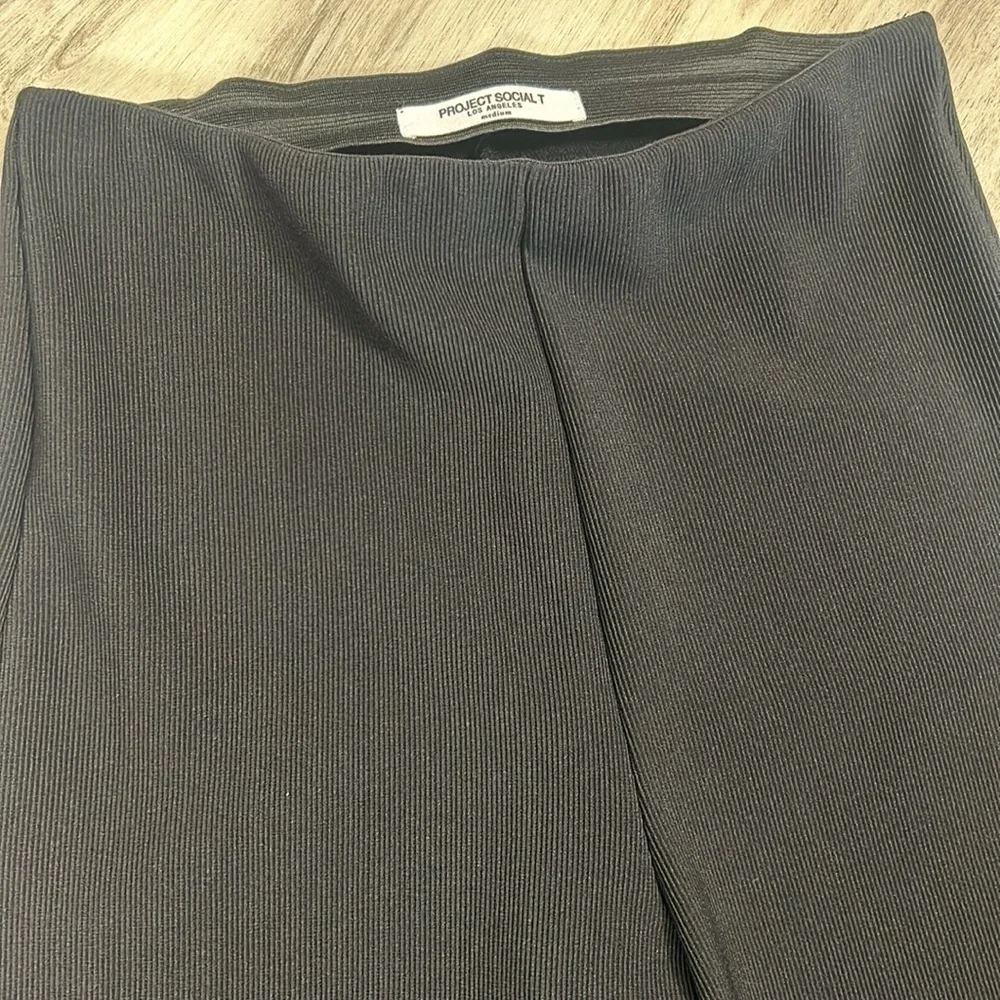 Project Social‎ T Catch Flights Ribbed Knit High Waist Wide Leg Pull On Trousers